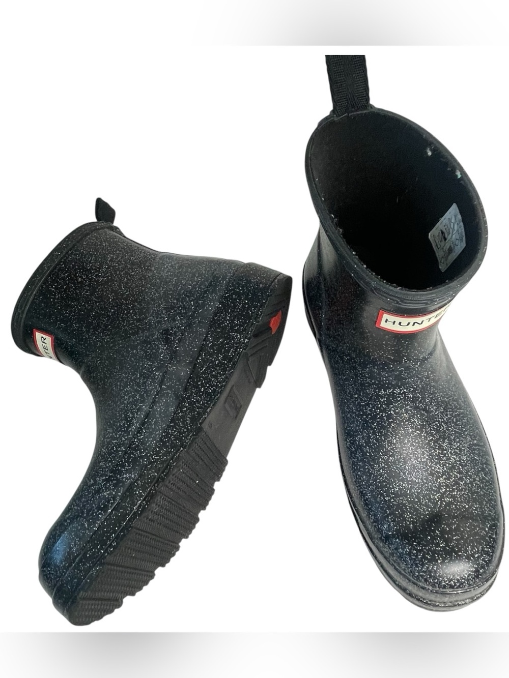 Hunter WMNS PLAY Black Glitter Short Waterproof Rain Boots EU 37 US 7-7.5